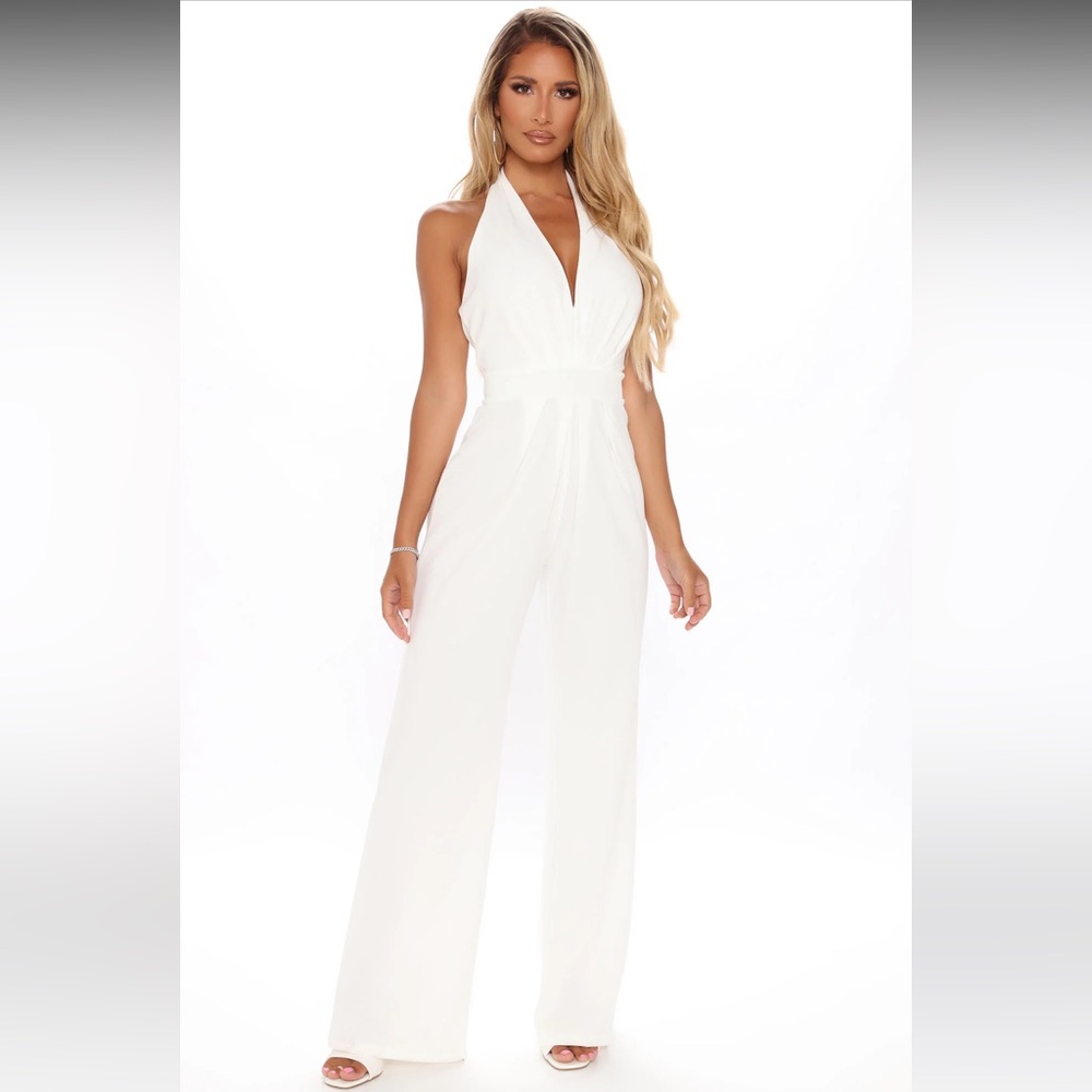 Fashion Nova white jumpsuit size M